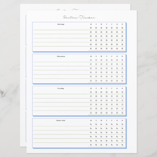 Routinematige Volgpagina voor Wekelijkse Planning (Voorkant / Achterkant)
