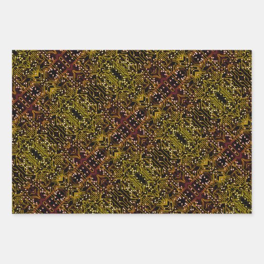 Routingproces Quarige Abstracte Elektronische Geek Inpakpapier Vel (Voorkant 3)