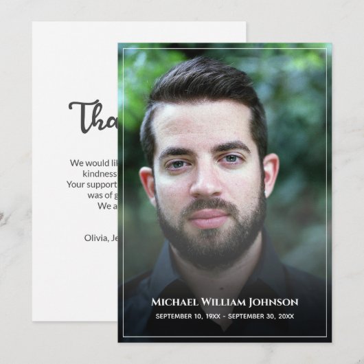 Rouw Aangepaste foto Rouwkaart Condoleance Herdenk Bedankkaart (Voorkant / Achterkant)