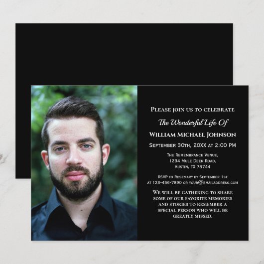 Rouw Aangepaste foto Uitvaart Condoleance Herdenki Kaart (Voorkant / Achterkant)