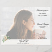 Rouw Bloemige Elegante Foto Volgorde van de Ceremo (Voorkant)