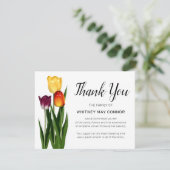 Rouw Dank je | Tulp Bloem Herdenking Bedankkaart (Staand voorkant)