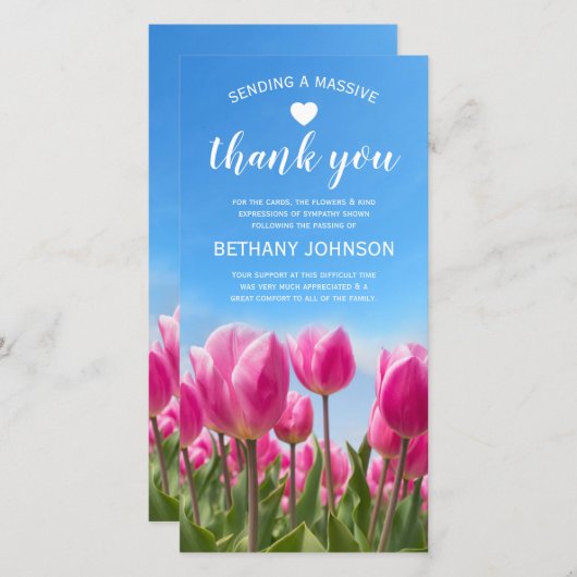 Rouw Dank u | Roze tulpen begrafenis Bedankkaart (Voorkant / Achterkant)