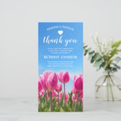 Rouw Dank u | Roze tulpen begrafenis Bedankkaart (Staand voorkant)