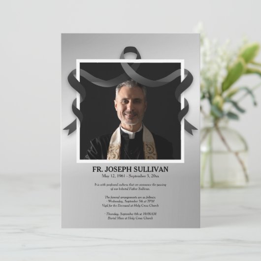 Rouw Lint Foto Lijst Kaart (Staand voorkant)