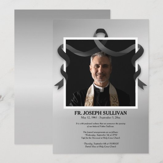 Rouw Lint Foto Lijst Kaart (Voorkant / Achterkant)