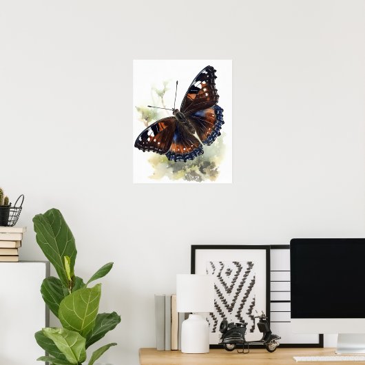 Rouw mantel vlinder kunst print Poster (Thuiskantoor)