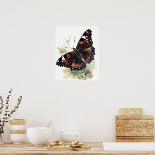 Rouw mantel vlinder kunst print Poster (Keuken)