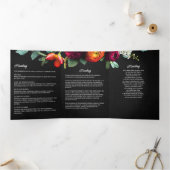 Rouw/Memoriaal Bloemen 7-Foto Modern Schrift Drieluik Programma (Binnen)