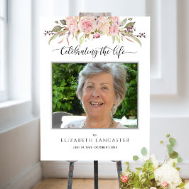 Rouw Welkom Foto Blozende Roze Bloemen Bord Poster