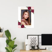 Rouw Welkom Roze Rood Goud Bloem Foto Bord Poster (Thuiskantoor)