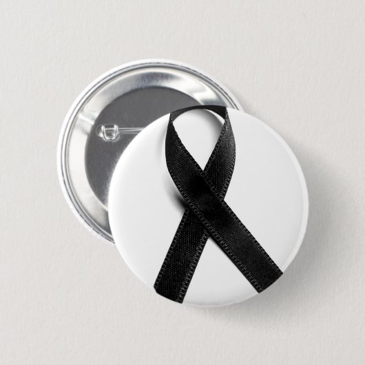 Rouw - zwart lint ronde button 5,7 cm (Voorkant /achterkant)