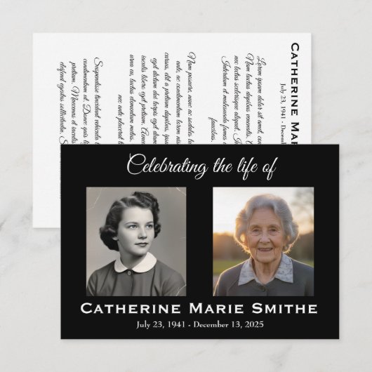 Rouwadvertentie of herdenkings dubbelbeeld (Voorkant / Achterkant)
