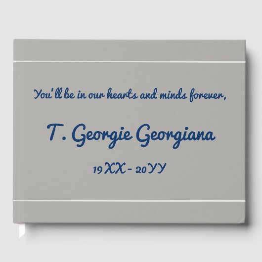 rouwbaar, Gepersonaliseerd begrafenis/Memorial Gue Gastenboek (Voorkant)