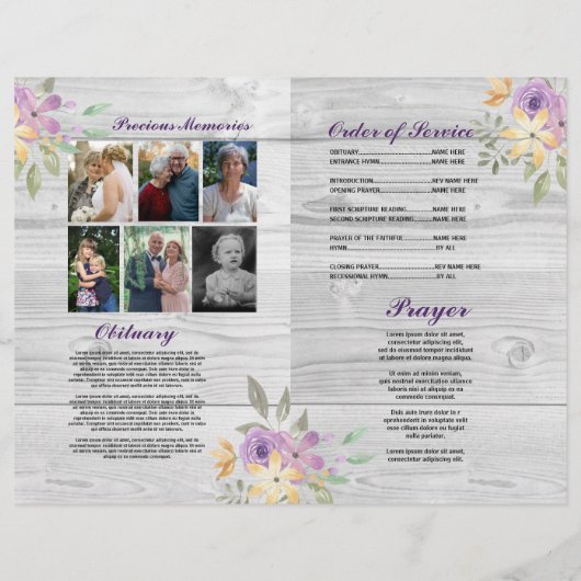 Rouwbevel Dienst Viering van het Leven Paars   Flyer (Achterkant)