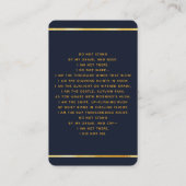 Rouwbids met foto kruis in blauw en goud licht visitekaartje (Achterkant)