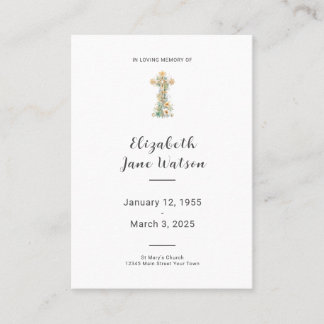 Rouwbidskaart Bloemkruis Visitekaartje