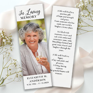 Rouwbookmark Herdenkingsgebed Aangepaste Foto Mini Visitekaartjes