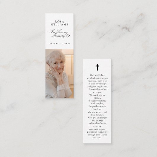 Rouwbookmark-herdenkingskaart Mini Visitekaartje (Voorkant / Achterkant)
