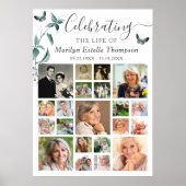 Rouwbord 21 Foto Collage Botanisch Vlinder Poster (Voorkant)