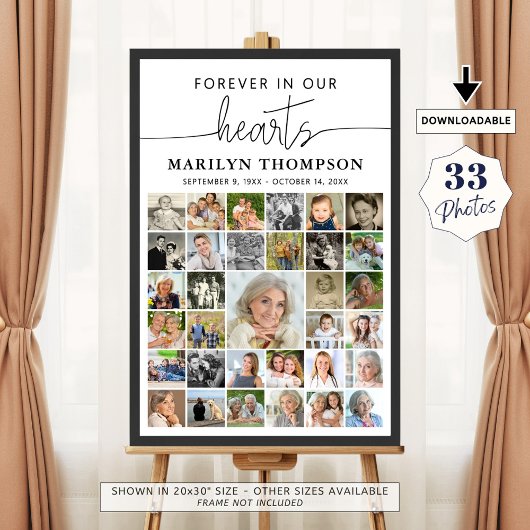 Rouwbord 33 Foto Collage Handgeschreven Harten Poster