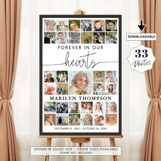 Rouwbord 33 Foto Collage Voor altijd in onze harte Poster