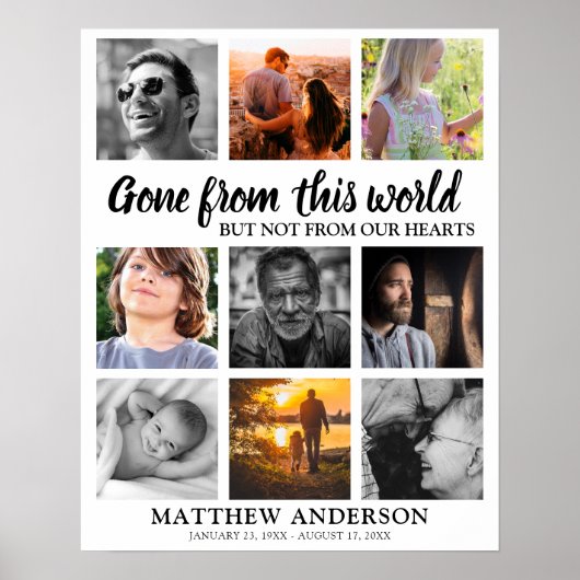 Rouwbord | Herinneringscollage Poster (Voorkant)