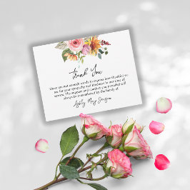 Rouwbord met bloemen bedankkaart rouw
