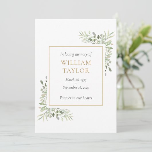 Rouwbord met groen voor rouwkaarten (Staand voorkant)