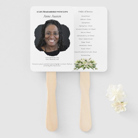 Rouwbord Programma Waier Spiritueel & Vertroostend Handwaaier (Voorkant en achterkant)