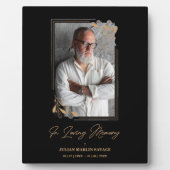 Rouwbord Zwarte Nep Gouden Takken Foto Herinnering Fotoplaat (Voorkant)