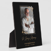Rouwbord Zwarte Nep Gouden Takken Foto Herinnering Fotoplaat (Zijkant)