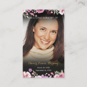 Rouwbordkaart met bloemenfoto en gebed visitekaartje (Voorkant)