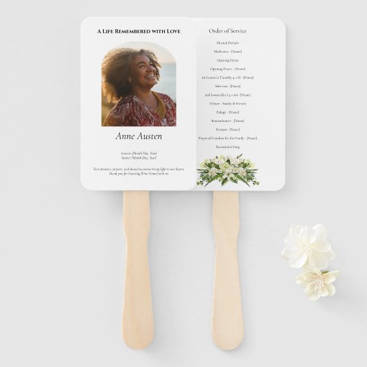 Rouwbordprogramma waaier spiritueel en vertroosten (Voorkant en achterkant)