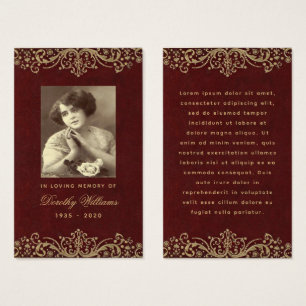 Rouwcadeaukaart Burgundy Goud Schrift Huldigingska Visitekaartje