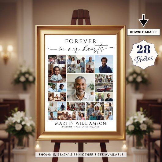 Rouwcollage Voor Altijd In Onze Harten Poster