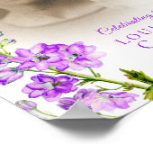 Rouwdagherdenking paarse delfiniumbloem foto Poste Poster (Hoek)
