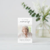 Rouwdienst In Liefdevolle Herinnering Script Foto Visitekaartje (Staand voorkant)