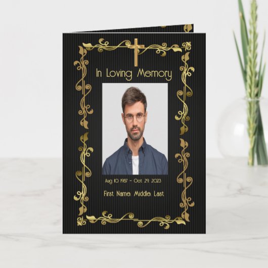 Rouwdienstprogramma Christelijk Elegant Goud Zwart Programma (Voorkant)