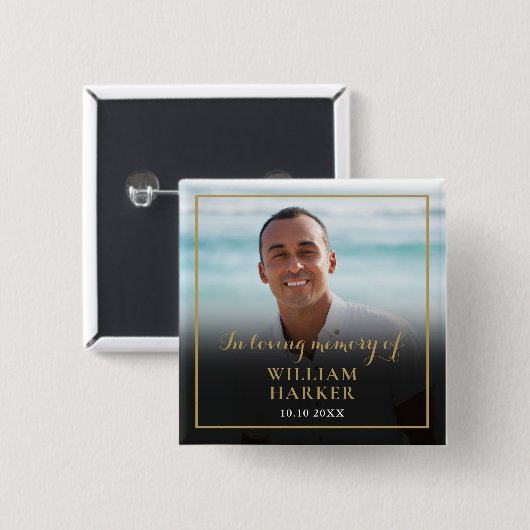 Rouwdisfoto Vierkante Button 5,1 Cm (Voorkant /achterkant)