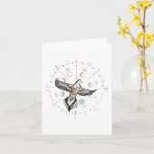 Rouwduif gevouwen notitie Kaart (Gele Bloem)