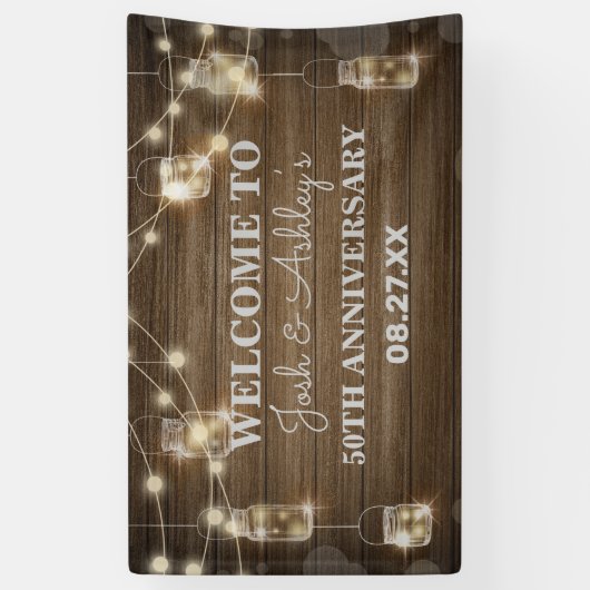 Rouwe Houten Achtergrond Licht Glazen Pot Jubileum Spandoek (Verticaal)