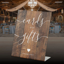 Rouwe Houten Script Kaarten En Cadeaus Reclamebord Met Voetstuk