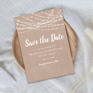 Rouwe Jute Slingerlichtjes Trouw Save the Date