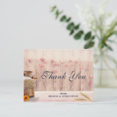 Rouwe melkkan met tarwe en bloemen dank je briefkaart (Staand voorkant)