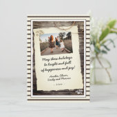 Rouwe Oude Papier Handgeschreven Script Foto Feestdagenkaart (Staand voorkant)