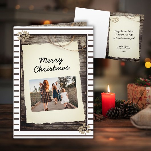 Rouwe Oude Papier Hout Script Kerst Foto Feestdagen Kaart