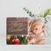 Rouwe Planken Familie Foto Feestdagenkaart (Staand voorkant)