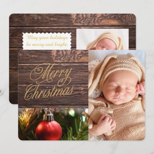 Rouwe Planken Familie Foto Feestdagenkaart (Voorkant / Achterkant)