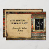 Rouwe Schuur Hout met Graffiti Hart Jubileum Kaart (Voorkant / Achterkant)